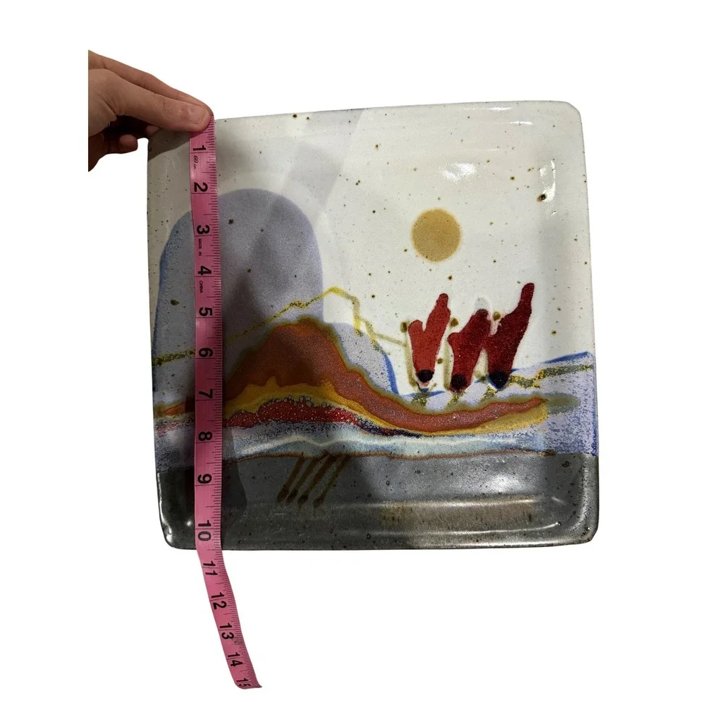 Chappelle Happy Valley Studio Landscape Pottery Square‎ Plate Signed 10 inch